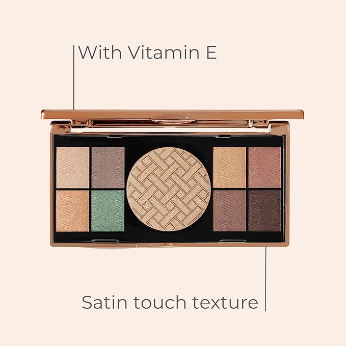 M. Asam MAGIC FINISH Golden Vibes Eyeshadow & Highlighter Palette (8 x 0.03 oz + 1 x 0.21 Oz) - Eyeshadow Palette with 8 harmonizing eyeshadows, one highlighter & integrated mirror, High Color Payoff
