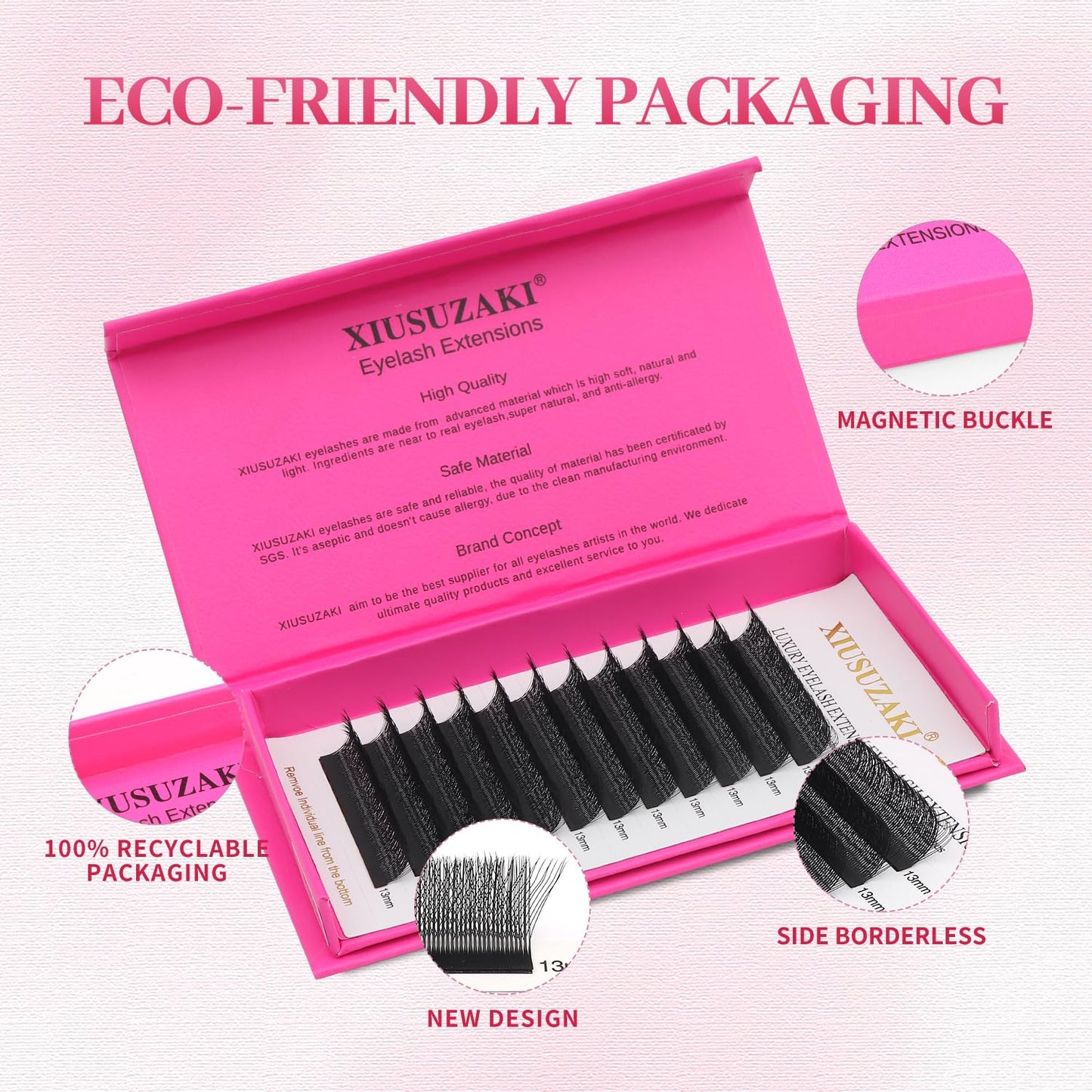 Lash Extensions Three Core Tips 3D Eyelash Extensions W Shape 0.07mm Thickness C Curl 9mm Premade Fans Easy Fan Volume Lashes Matte Black Crisscross(W-3D-Three Core-0.07-C,9mm)