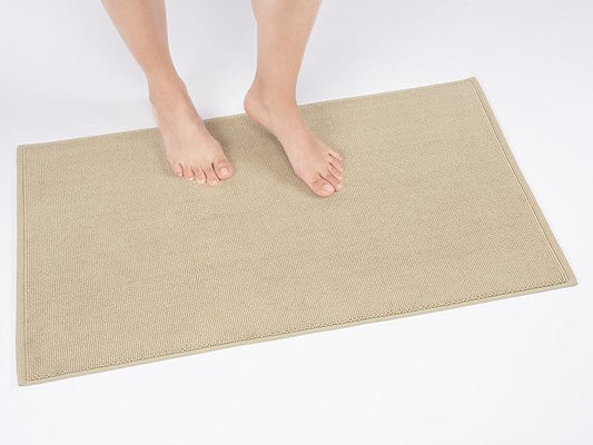 Cotton Paradise 100% Cotton Non Slip Bath Mats for Bathroom, 17x24 inch Soft Absorbent Quick Dry Machine Washable Floor Bath Mat, Beige
