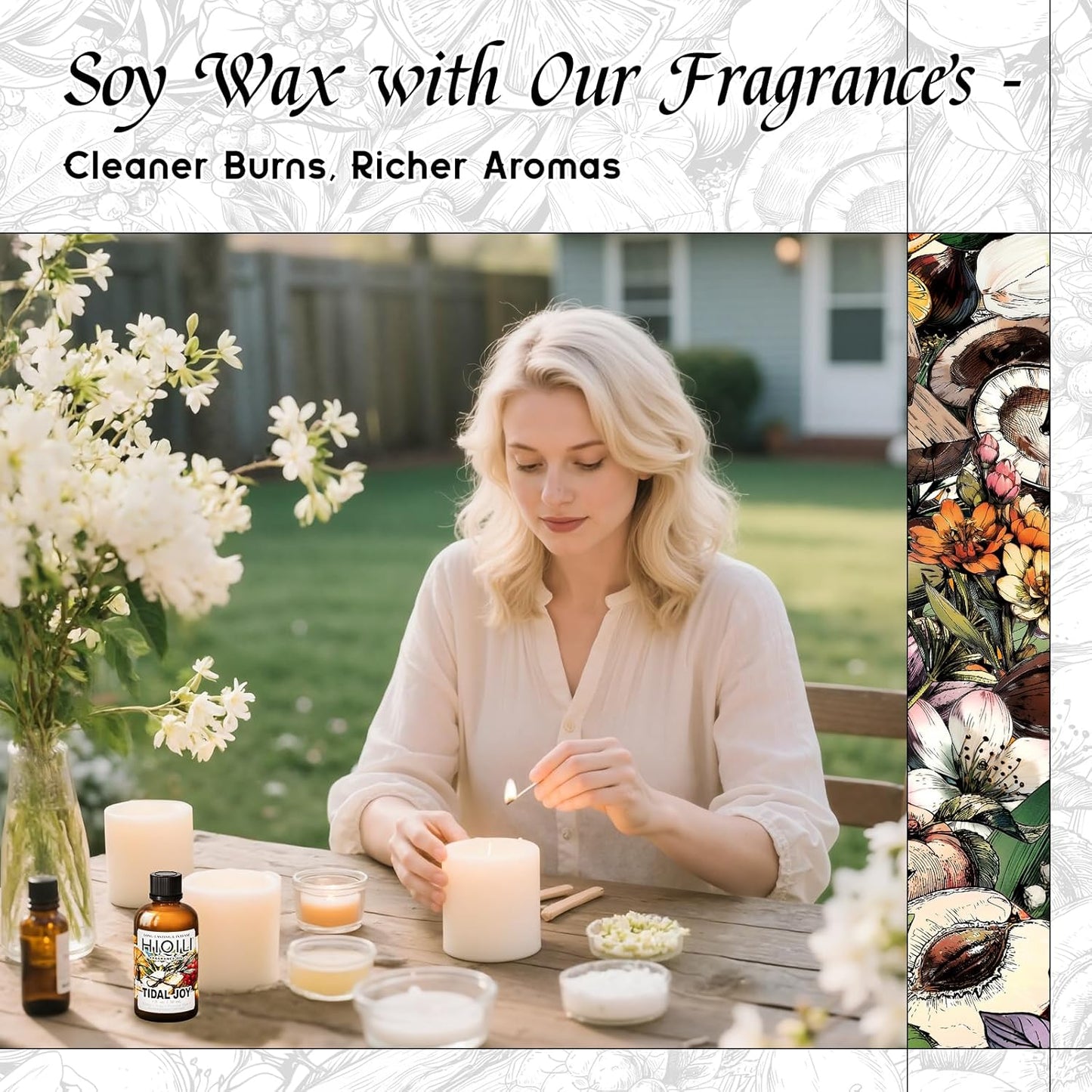 HIQILI Tidal Joy Fragrance Oil for Diffuser, Brown Sugar & Lemon Scents, Candle, Soap, Perfume Making, Long-Lasting - 1fl oz