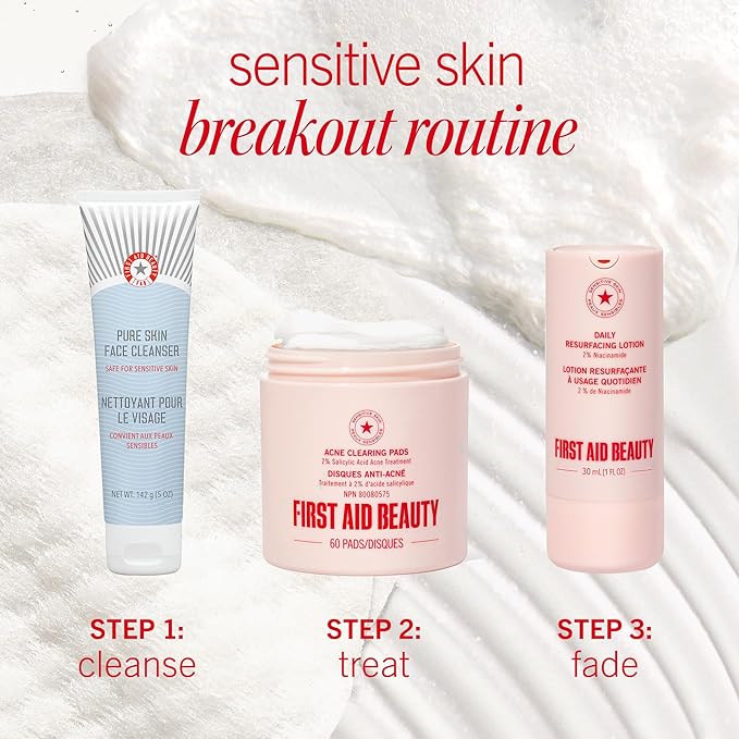 First Aid Beauty Acne Pads for Face - Maximum Strength Acne Treatment - 2% Salicylic Acid Pads Treat Without Drying, (60-ct)