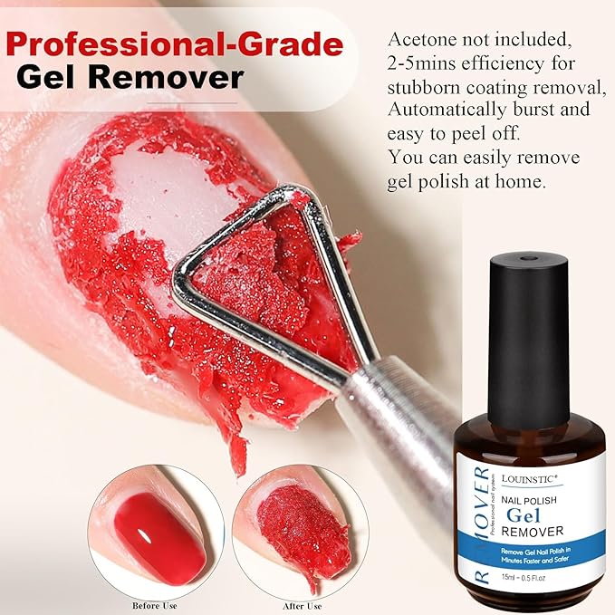 Gel Nail Polish Remover Kit – 2pcs (30ml) with Cuticle Pusher & Nail File – Fast & Gentle Gel Remover for Nails, No Soak or Foil Needed, Removes Gel Polish in 2-5 Minutes, Ideal for At-Home Manicure