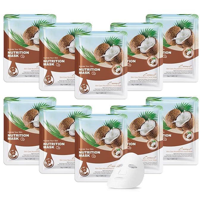 10 Pack Variety Facial Sheet Masks Skin Care Set, Hydrating Bulk Sheet Face Masks Skincare Gifts Set for Women Men, Long Lasting Moisturizing Face Mask Skincare for All Skin Type（C7)