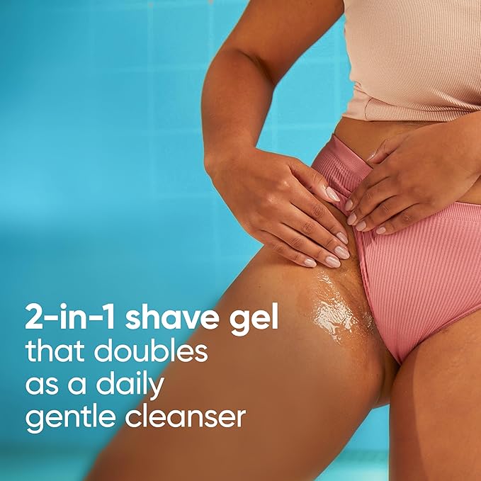 Gillette Venus for Pubic Hair and Skin Shaving Set, Women’s Razor, 1 Handle + 2 Blade Refills + 2-in-1 Cleanser