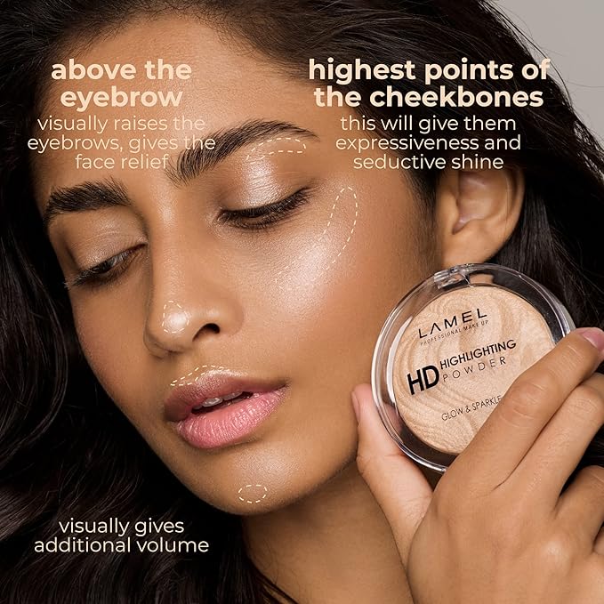LAMEL HD Highlighting Face Powder - Natural Glow and Luminous Finish, Baked Blendable Pigmented Formula - Long-lasting & Fade-Resistant Wear, 402 12g/0.42 oz