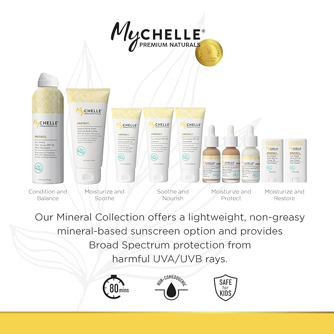 Mychelle Dermaceuticals Sun Shield Stick Spf 50 Non-Tinted - Natural Liquid Zinc Sunscreen Vitamin E and Jojoba - Water Resistant up to 80 Minutes - Sunscreen for Face, Reef Safe, Safe for Children