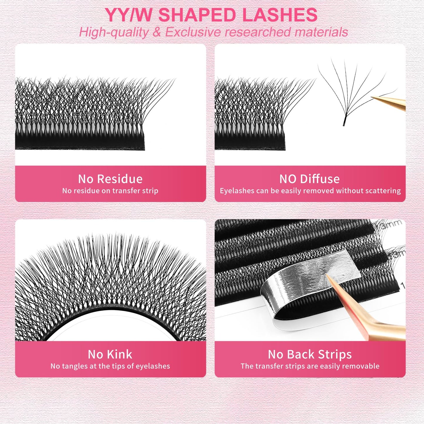 W Lash Extensions Supplies 7D Eyelash Extensions W Shape 0.07mm Thickness D Curl 9mm Premade Fans Easy Fan Lashes Volume Matte Black 12 Rows Crisscross Eye Lashes(W-7D-0.07-D,9mm)