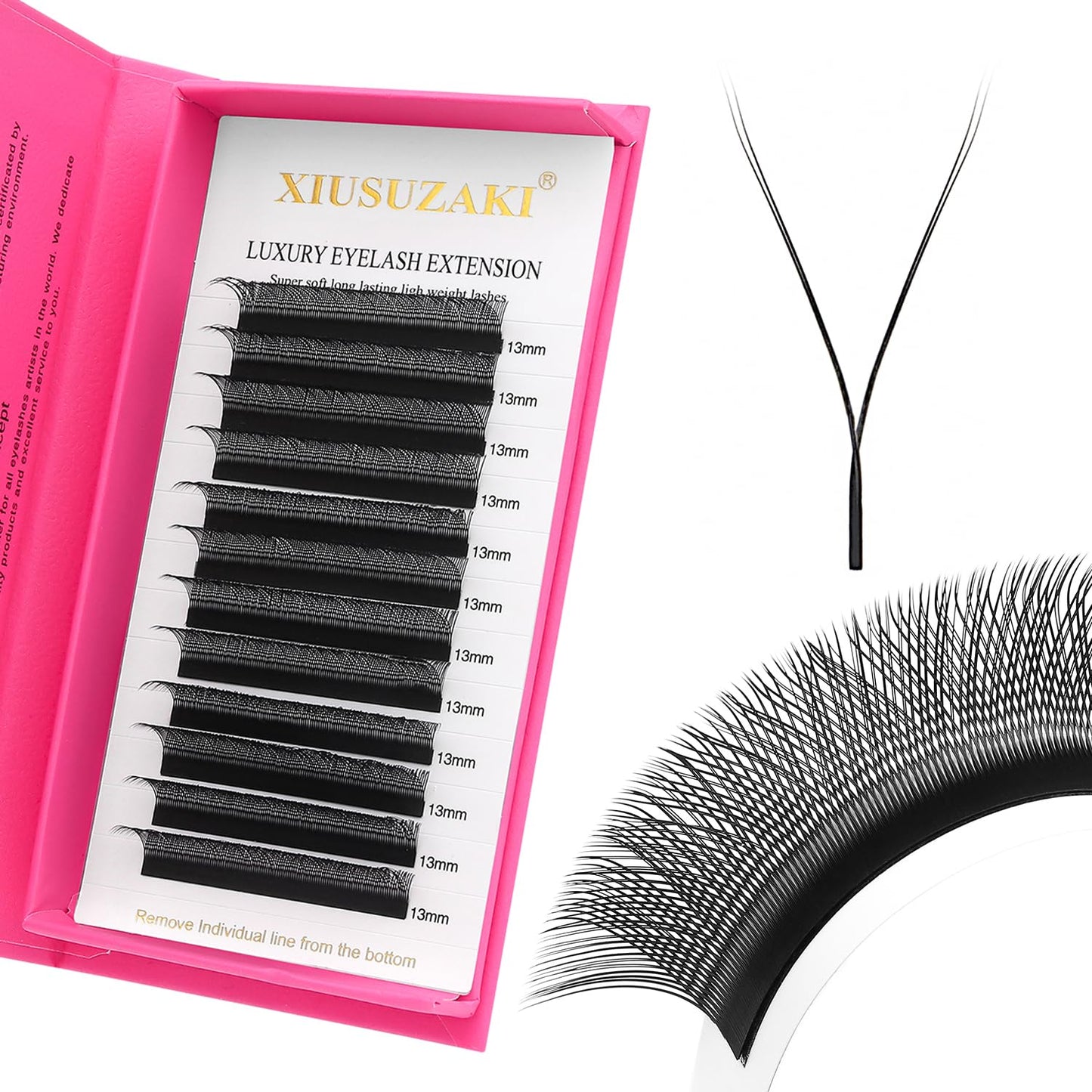 YY Lash Extensions Supplies Y Eyelash Extensions 0.05mm Thickness C Curl 11mm Premade Fans 4D Russian Volume Matte Black 12 Rows Crisscross Eye Lashes(YY-0.05-C,11mm)