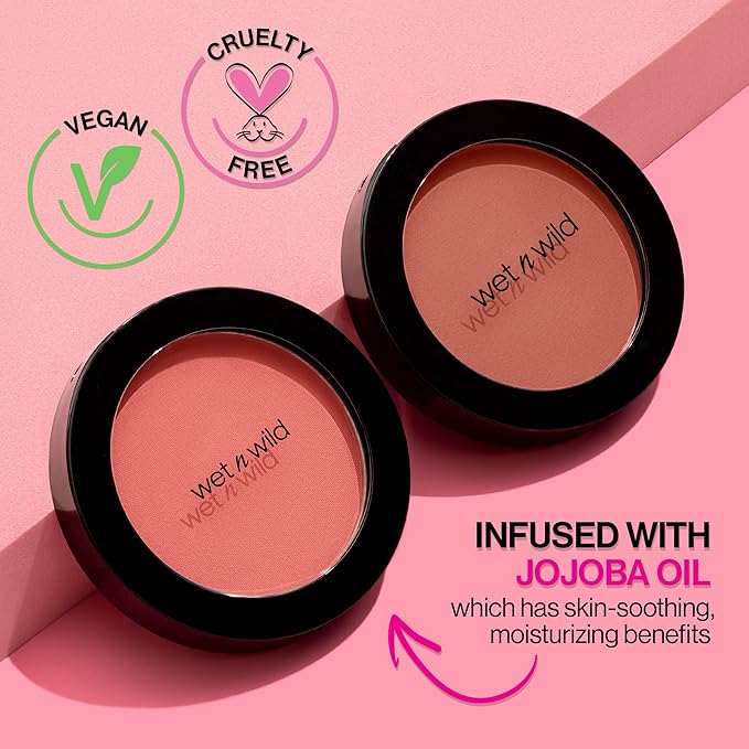 wet n wild Color Icon Blush, Effortless Glow & Seamless Blend infused with Luxuriously Smooth Jojoba Oil, Sheer Finish with a Matte Natural Glow, Cruelty-Free & Vegan - Bed of Roses