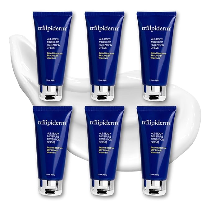 Trilipiderm 3oz TSA Travel Size 6-Pack All-Body Moisturizer with SPF 30 for Body, Face, Hands, & Feet