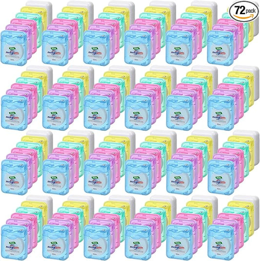 Geiserailie 72 Pack Dental Floss Bulk Mint Flavored 50m Each Travel Dental Floss Waxed Oral Care for Teeth and Gum Protection(Multicolor)