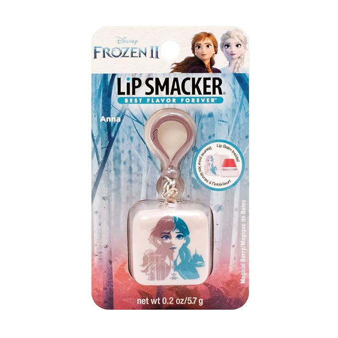 Lip Smacker Disney Frozen II Anna Cube Flavored Lip Balm Keychain, Anna Magical Berry, Clear, For Kids