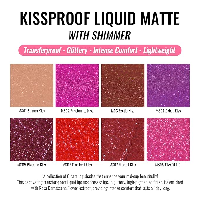 Oulac Red Matte Liquid Lipstick for Women, Long Lasting Lipstick Waterproof Lip Stain, No Transfer, Creamy High Pigmented Formula with Rose Oil, Vegan & Cruelty-Free MS05