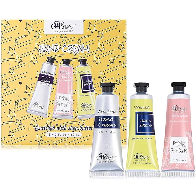 Body & Earth # Love Nourishing Hand Cream Gift Set, 3x2.0 oz, Shea Butter, Argan Oil, Vitamin E, Moisturizing, Fresh Fragrances, For All Skin Types, Perfect For Travel