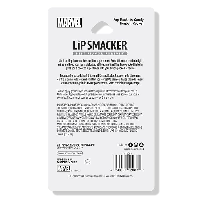Lip Smacker Marvel Guardians of the Galaxy Lippy Pals, Clear & Glossy, Fun & Giftable, Cruelty Free - Pop Rockets Candy