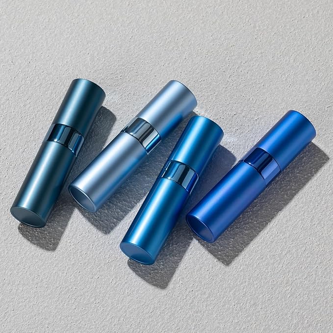 Travel Perfume Bottle Refillable - Cologne Spray Atomizer Mini - Small Travel Size Sprayer Empty for Refill Sample Container - Portable Fragrance Decant Dispenser for Men Women 8ml 4PCS Blue