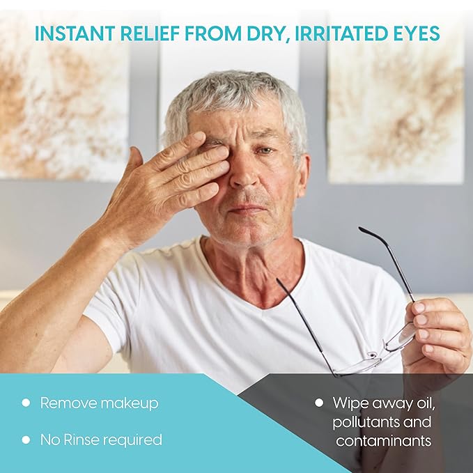 Clear C Eyelid Wipes Pre-Moistened for Dry Eyes – Rinse Free Eye Lid Cleaning Wipes – Individually Wrapped Travel Eye Wipes, 1 Box of 30