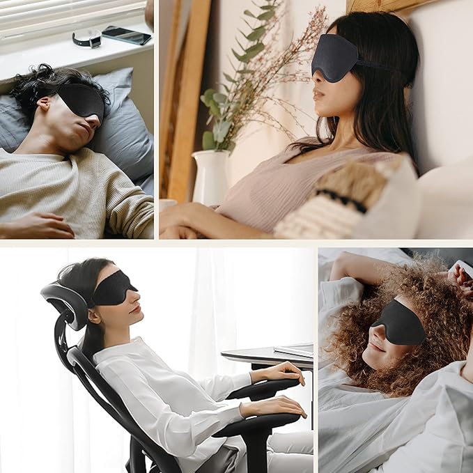 Sleep Mask for Men Women,Upgraded 3D Deep Contoured Eye Covers for Sleeping with Adjustable Strap,Block Out Light, Soft Comfort Eye Shade Cover for Travel Yoga Nap (1pcs, Black)