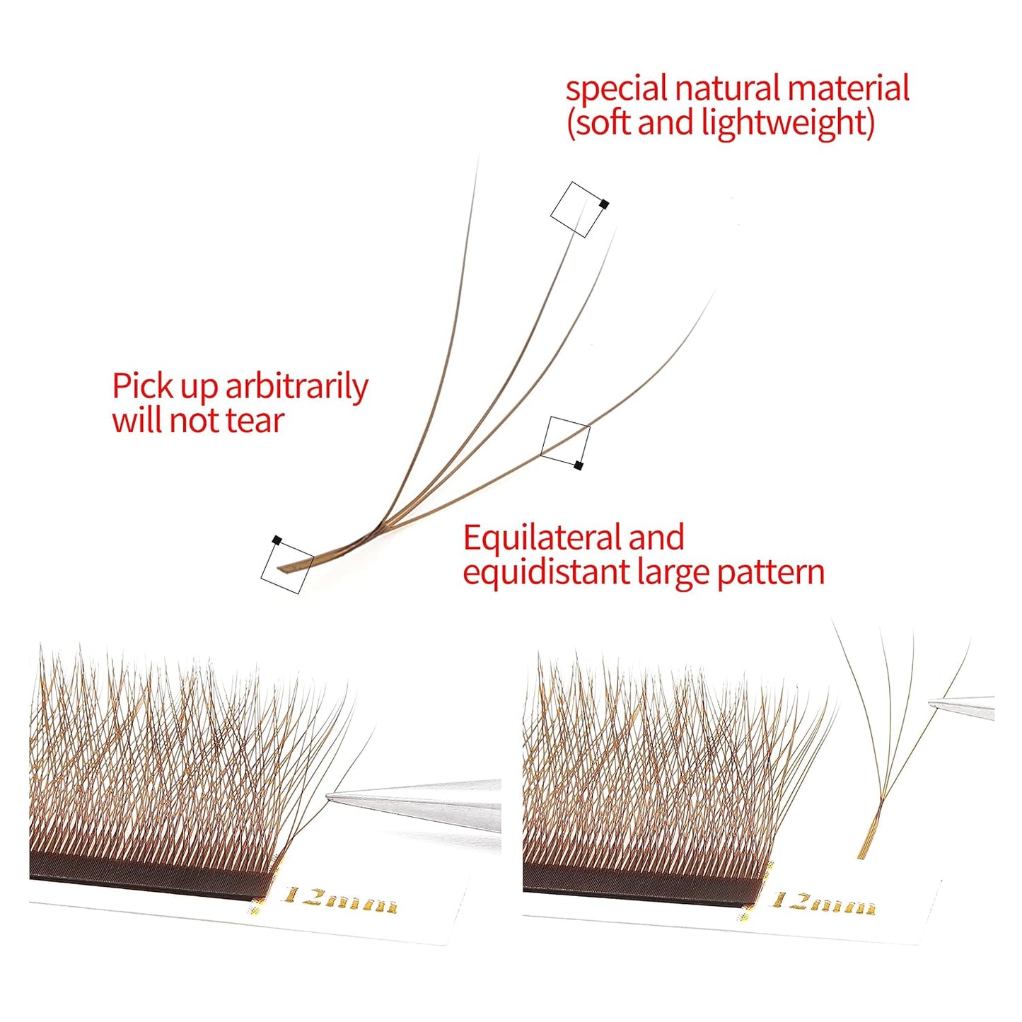 Lash Extensions Brown 4D W Eyelash Extensions W Shape 0.07mm Thickness D Curl 8mm Premade Fans Lashes Colored Lash Extension Volume Lashes Individual Lashes(W-Brown-4D-0.07-D,8mm)