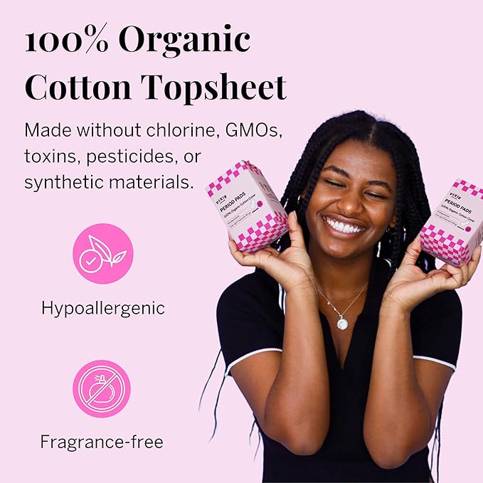 Pixie Organic Cotton Overnight Pads for Women - Extra Heavy Absorbency with Wings - Leak-Proof, Hypoallergenic & Unscented for Feminine Care - Compostable, Biodegradable - FSA Eligible - 36 Count