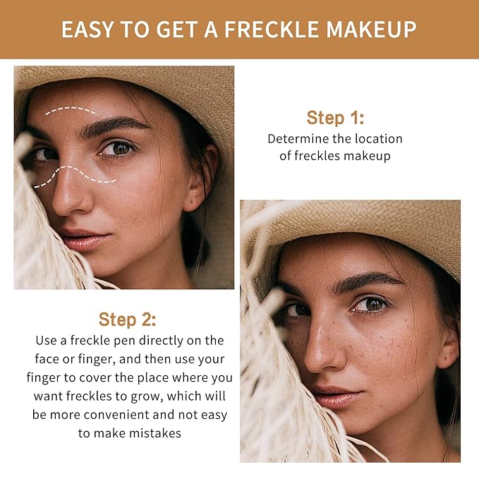 2 Pcs Freckle Pens, Natural Lifelike Freckles Makeup Tool - Dark Brown + Light Brown
