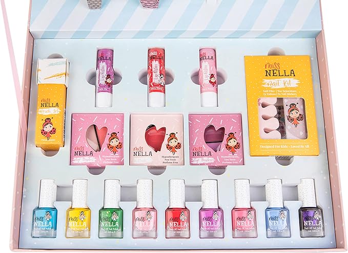 MISS NELLA Pop-up Beauty Suitcase, Nails and Accessories Set, Perfect for Children and Teens, Great for Parties and Sleepovers- Kid Friendly and Non-Toxic