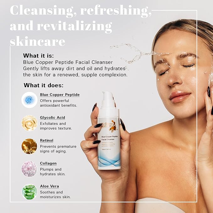 Wellness Heavens Foaming Facial Cleanser for Women & Men, Oil-Free Hydrating Gentle Face Cleanser for Sensitive Skin with Glycolic Acid, Hyaluronic Acid & Aloe, Soap Free, 3.38 fl. Oz.