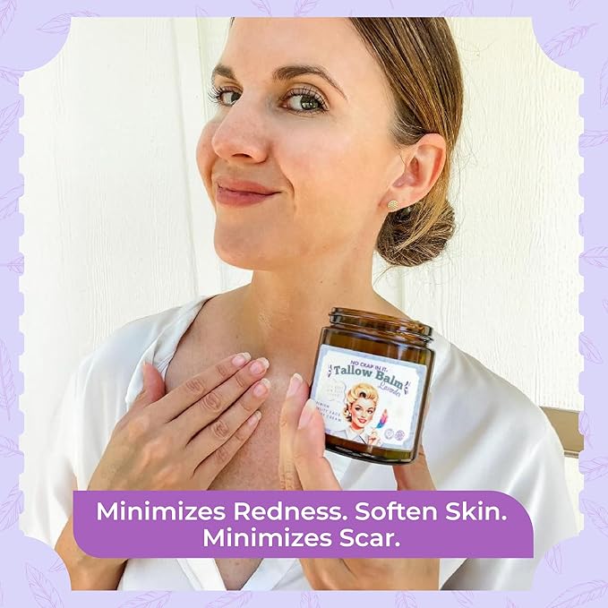 Tallow Balm for Deep Moisturization - Grass-Fed Tallow & Beeswax - 4 Oz, Lavender