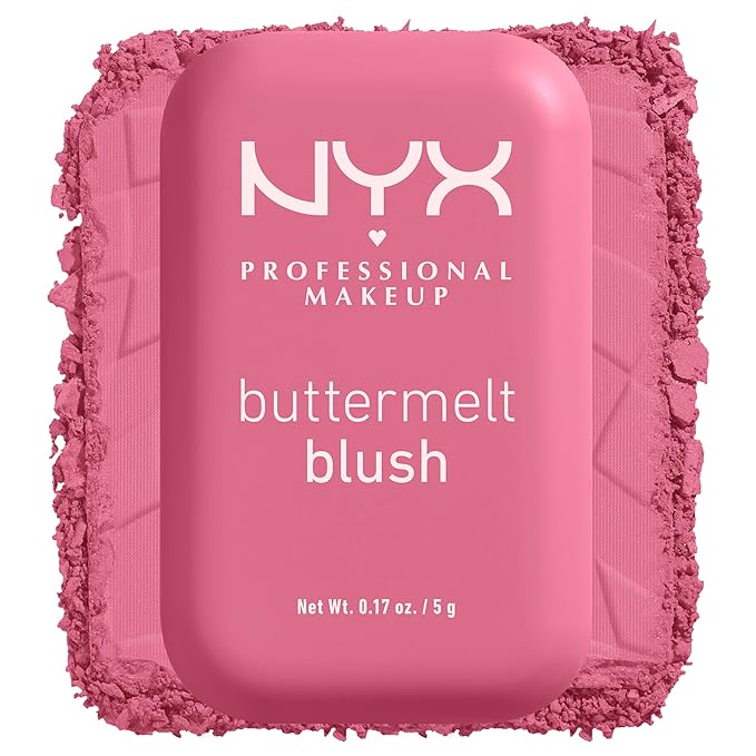 NYX PROFESSIONAL MAKEUP Buttermelt Powder Blush, Fade and Transfer-Resistant Blush, Up to 12HR Make Up Wear, Vegan Formula - For The Butta