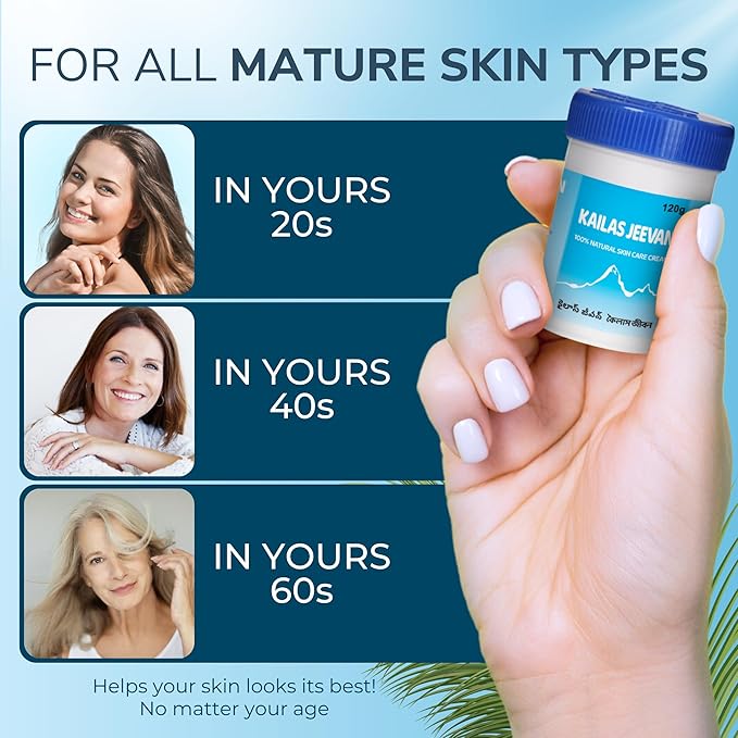 Kailas Jeevan Herbal & Natural Skincare Cream - 100% Natural Face Cream, Chemical-Free Cream, Skin Moisturizing Cream, Cracked Heels & Skin Soothing Cream, Skin Nourishing & Hydrating - 120g (1 Pack)