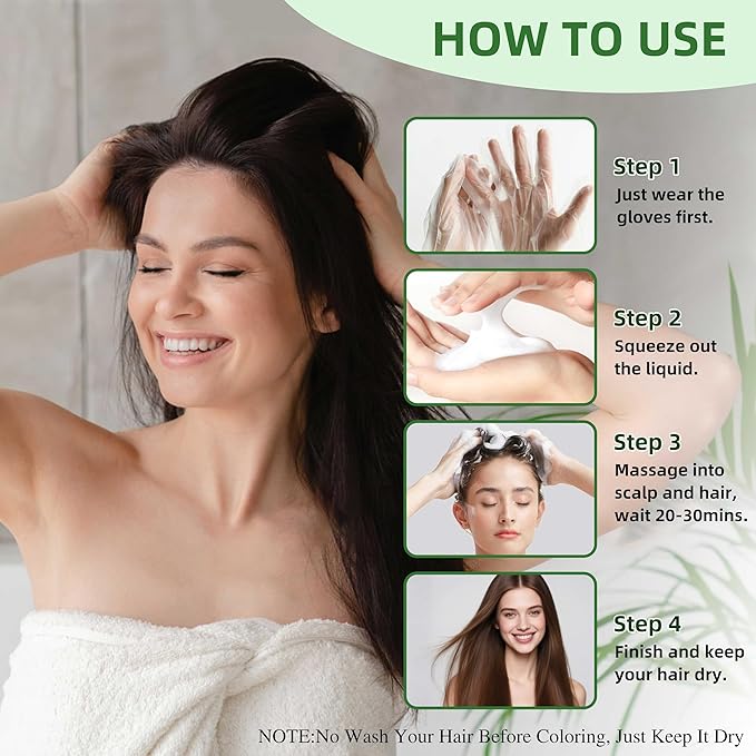 Hair Dye Shampoo 3 in 1 for Gray Hair Coverage, Argan nut Natural Shampoo Hair Dye for Women & Men/Ammonia-Free 500ml(Brown)