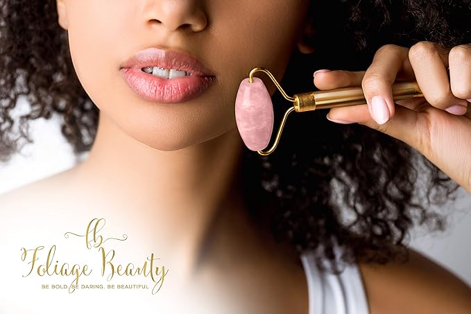 Jade Rose Quartz Roller Kit with 3 Changeable Heads | Face Facial Roller