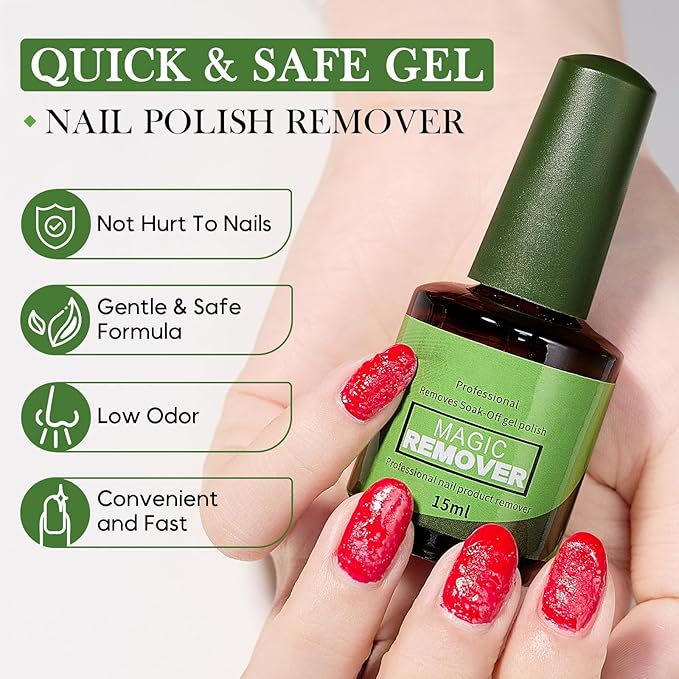 Gel Nail Polish Remover 2 PCS- Gel Polish Remover for Gel Nails Professional 2-5 Minute, Easy and Quick Remove Gel Polish at Home