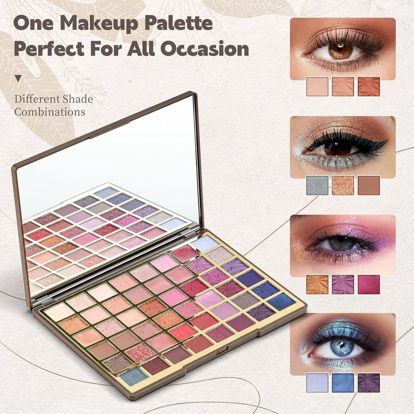 Color Nymph 48 Color Eye Makeup Palette, Highly Pigmented Eyeshadows Palettes with Mirror, Matte Shimmer Creamy Eye Shadows, Long Lasting Blendable Color Make Up Eye Shadows Cosmetics Gift Kit