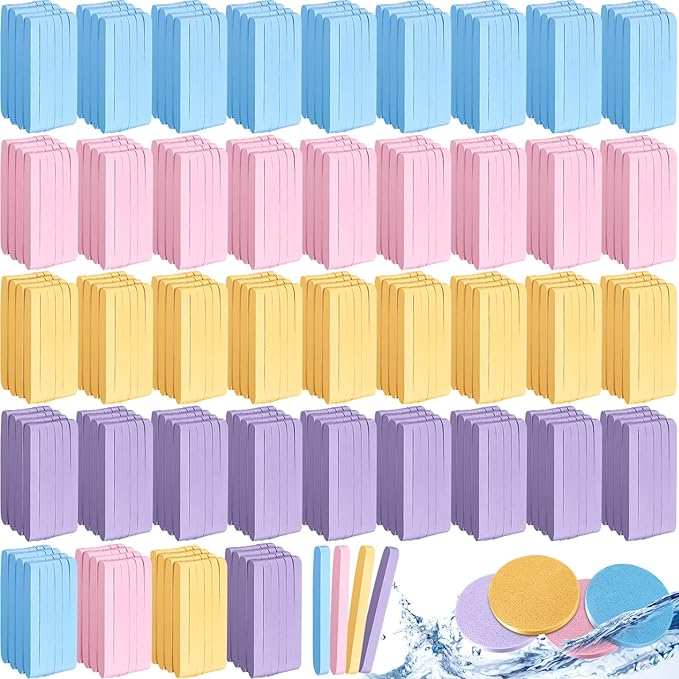 Gerrii 960 Pcs Compressed Facial Sponges Bulk, Round Face Cleansing Sponge, PVA Facial Exfoliating Pads for Estheticians Women Girls Makeup Removal, Washing Face, Beauty Mask Spa, 4 Colors