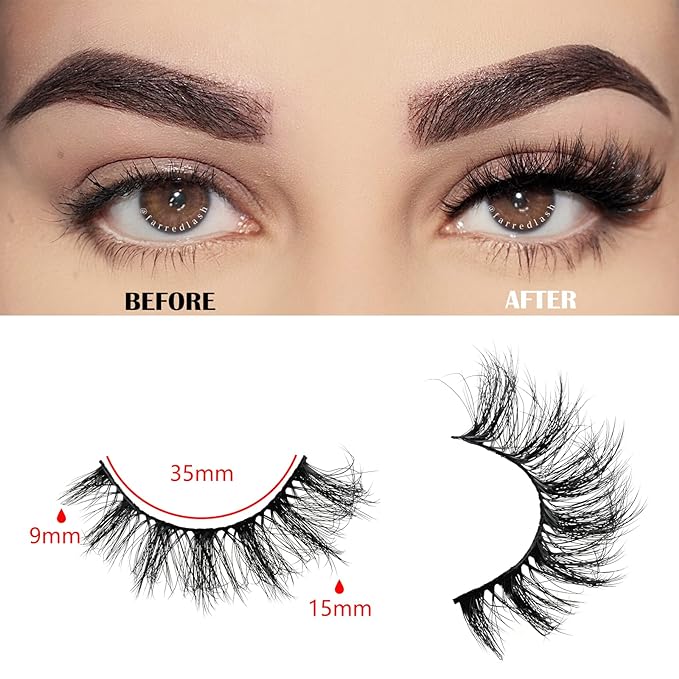 FARRED Cat Eye Lashes Short Natural Eyelashes 15mm Fluffy Wispy Strip Eyelash 14 Pairs Cute Natural Fake Lashes Packs Small Full Pestañas Set (F10 | 9-15mm)