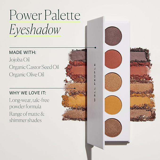 Well People Power Palette Eyeshadow, Five Long-wear, Hyper-pigmented Matte & Shimmer Shades For Intense Color, Vegan & Cruelty-free, Violet