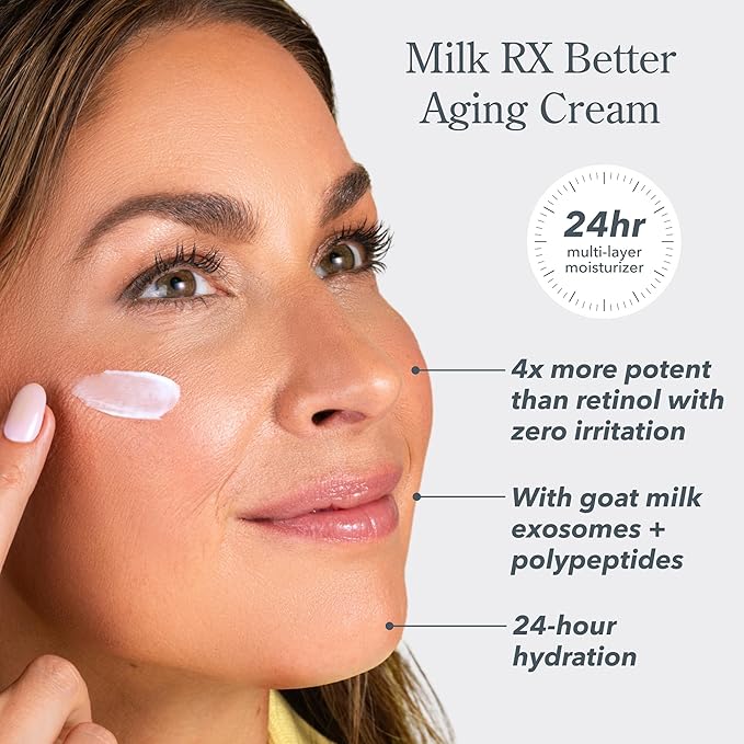 Beekman 1802 Milk RX Advanced Better Aging Face Cream - Goat Milk Protein Exosomes & Polypeptide Facial Moisturizer - Doctor Formulated for Collagen Boosting & Skin Firming - Fragrance Free