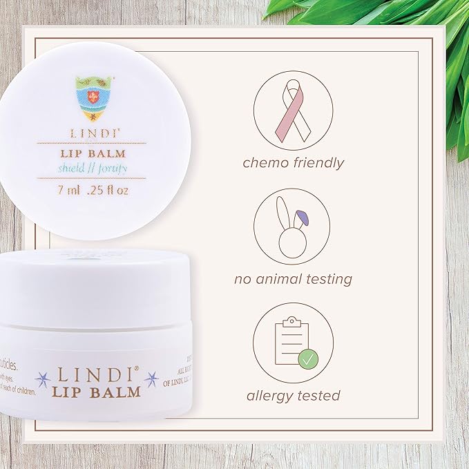 LINDI SKIN Lip Balm - Gentle, Non-Irritating, Vitamin E Formula That Hydrates and Soothes Dry, Chapped Lips - Soother for Nails & Cuticles - Allergy Tested Lip Balm for Cancer Patients (0.25 fl oz)