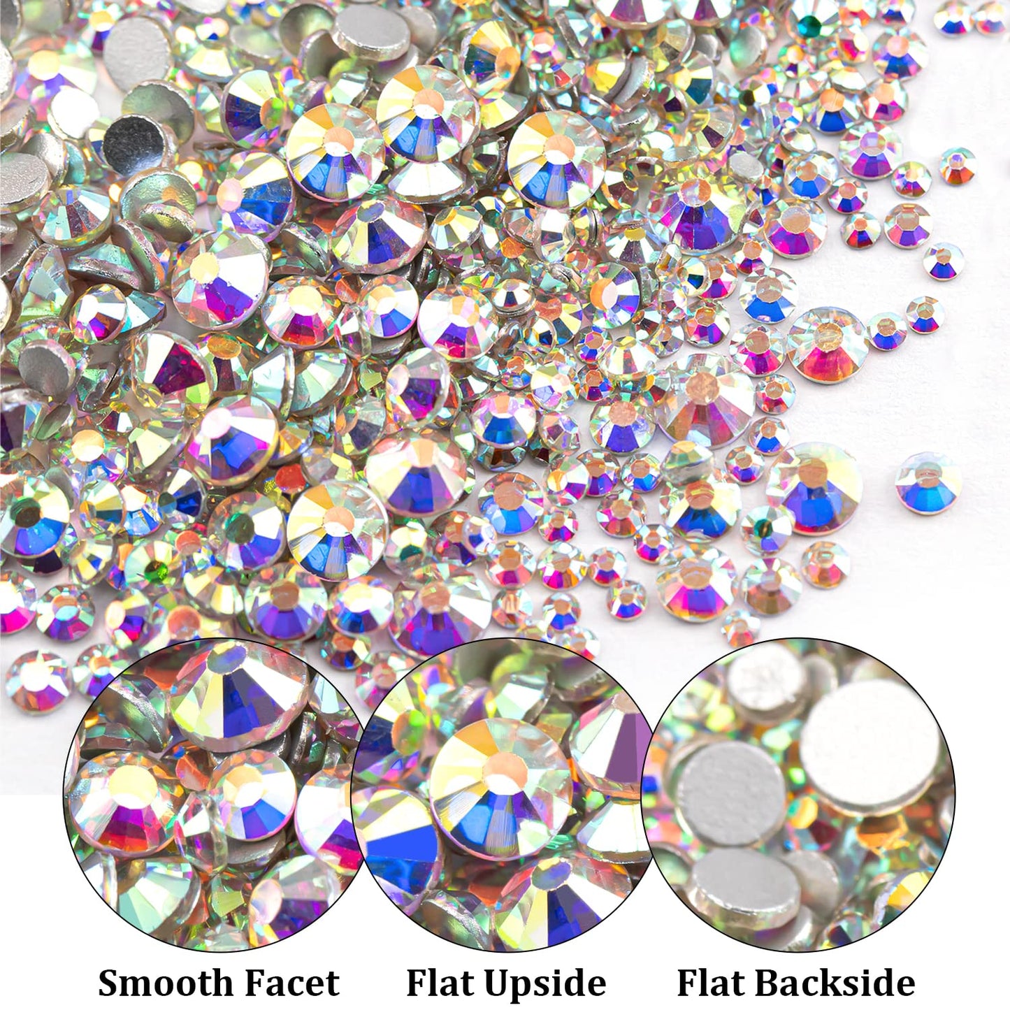 Two Packs of Flatback Rhinestones 4520 Pcs Colorful Nail Art Flatback Crystal Colorful+AB Rhinestone with Picker Pencil and Tweezer for Nail Art and Decoration