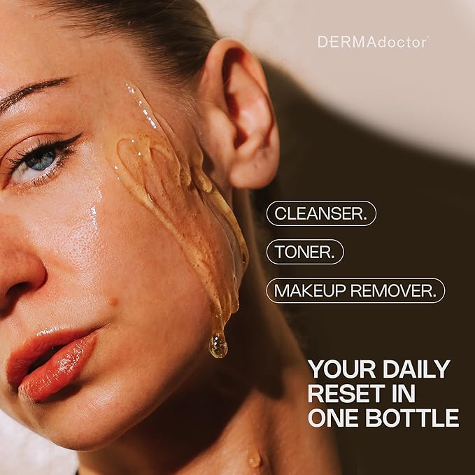 DERMAdoctor Kakadu C Dermatologist Formulated Vitamin C Brightening Daily 3 in 1, Exfoliating Face Wash, Toner, Make up Remover, Hydrating Facial Cleanser for Uneven, Dull Skin, Travel Size - 2.37 oz