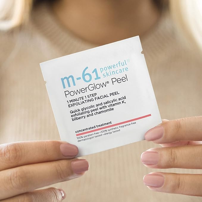 m-61 PowerGlow Peel | Exfoliating Facial Peel With Glycolic, Salicylic Acid. 1 Minute, 1 Step - 30 Treatments
