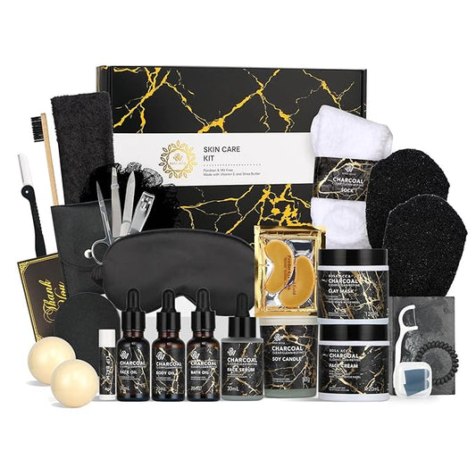 Skin Care Set, 28pcs Body & Facial Kit Gifts for Women & Men includes Face Cream, Bath Oil, Scented Candle, Hyaluronic Acid Face Serum, Facial Skin Care Set, Bath & Body Set, Birthday, Christmas