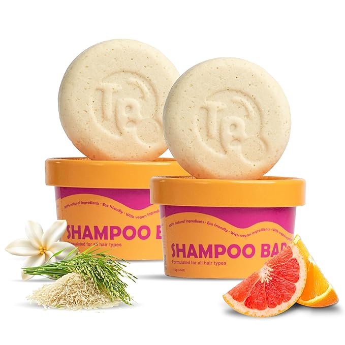 Vitamin B5 + Citrus Essential Oils Shampoo Bar – Dry shampoo for Hair Care - Women & Men – Strengthens Damaged Hair – Natural, Paraben & Sulfate-Free – All Hair Types – Made in USA – 4.5oz (Pack of 2)