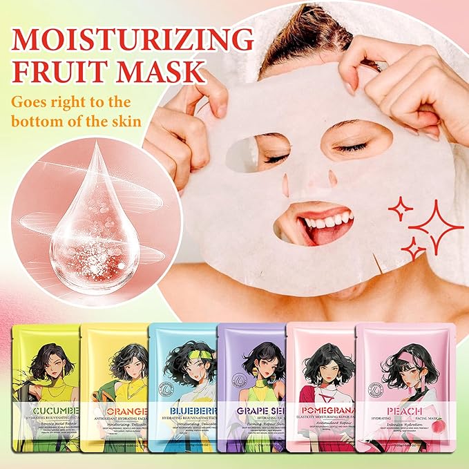 12 Pack Variety Facial Sheet Masks Skin Care Set, Hydrating Bulk Sheet Face Masks Skincare Gifts Set for Women Men, Long Lasting Moisturizing Face Mask Skincare for All Skin Type（10)