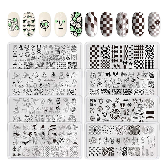 MR.FOX Nail Stamping Plate Set, 8Pcs Nail Art Stamp Kit Templates for Women with Plenty of Images