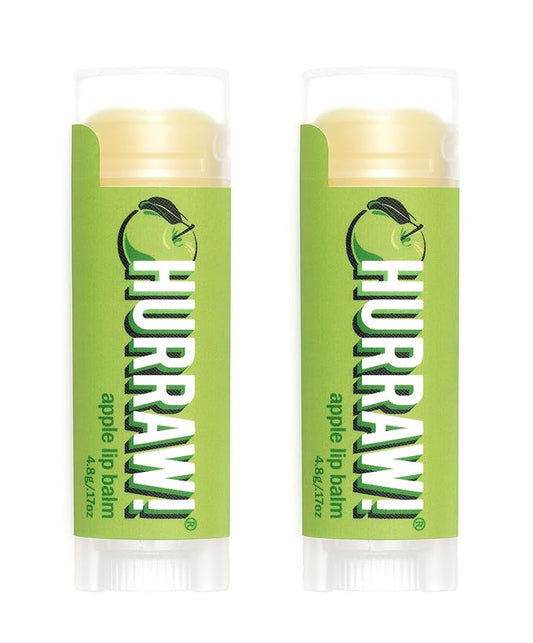 Hurraw! Apple Lip Balm, 2 Pack: Organic, Certified Vegan, Cruelty and Gluten Free. Non-GMO, 100% Natural Ingredients. Bee, Shea, Soy and Palm Free. Made in USA