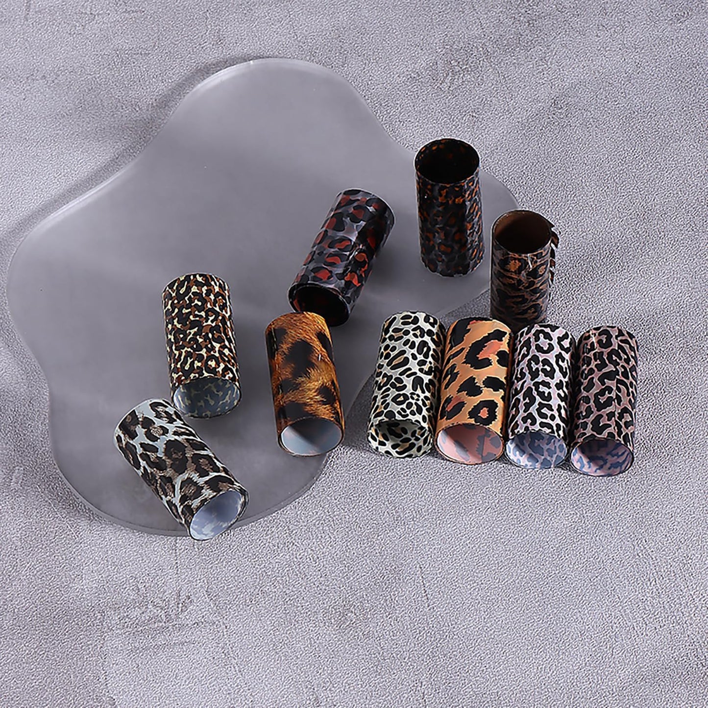 10 Rolls Leopard Print Nail Foil Transfer Stickers Autumn Winter Nails Decoration Self Adhesive Leopard Nail Foils Transfer Nail Art Animal Print Nails Supplies for Women DIY Manicure Accessories