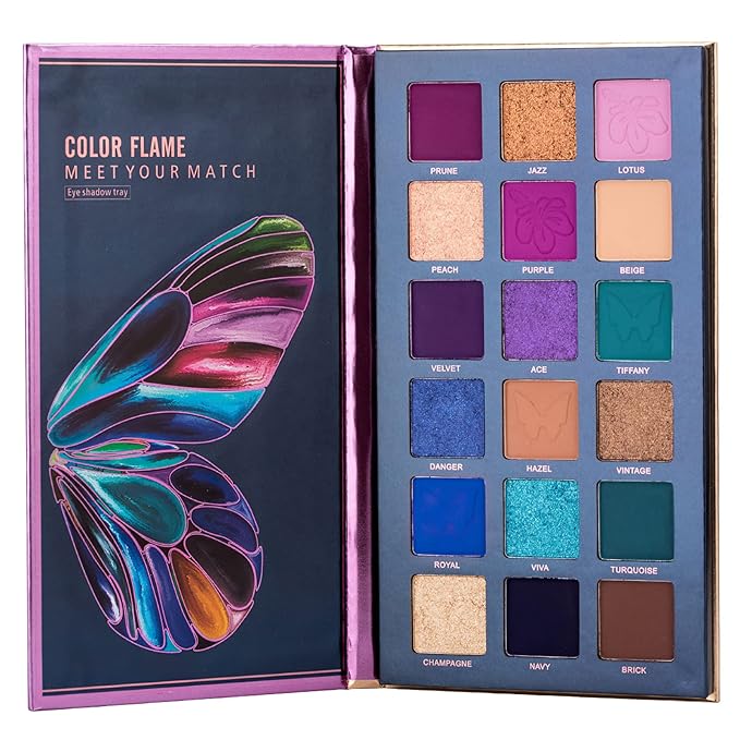 18 Colors Eyeshadow Palette, Butterfly Series Highly Pigmented Eye Makeup Palette, Matte Shimmer Metallic Powder Eyeshadow Pallet, Makeup Palette Cosmetics Gift, 110
