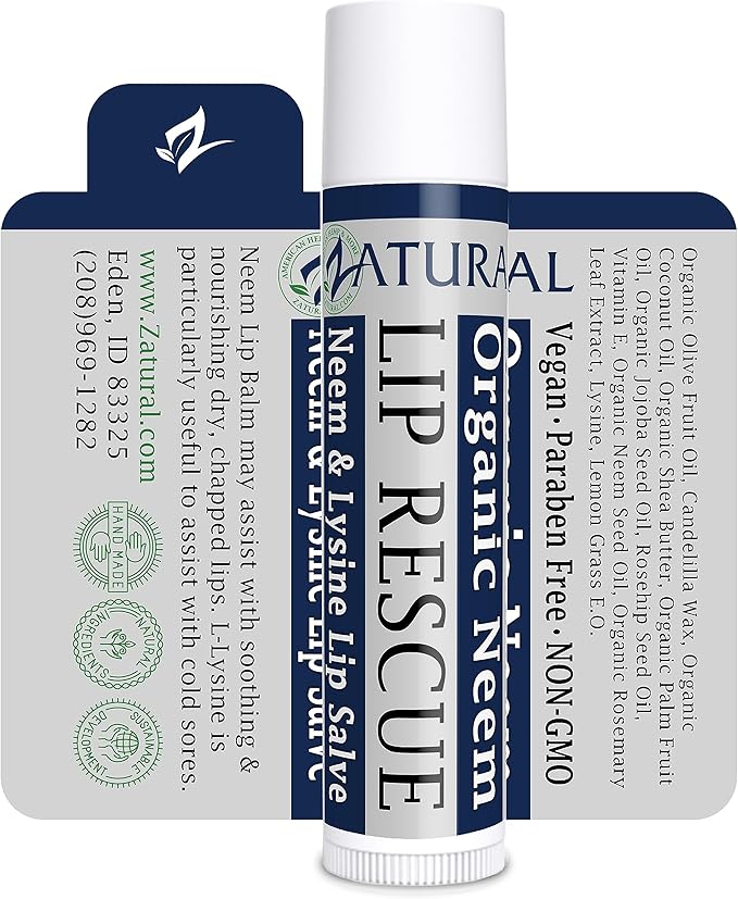 Zatural Neem Lip Rescue with L-Lysine (1) Lip Balm for Super Dry Lips